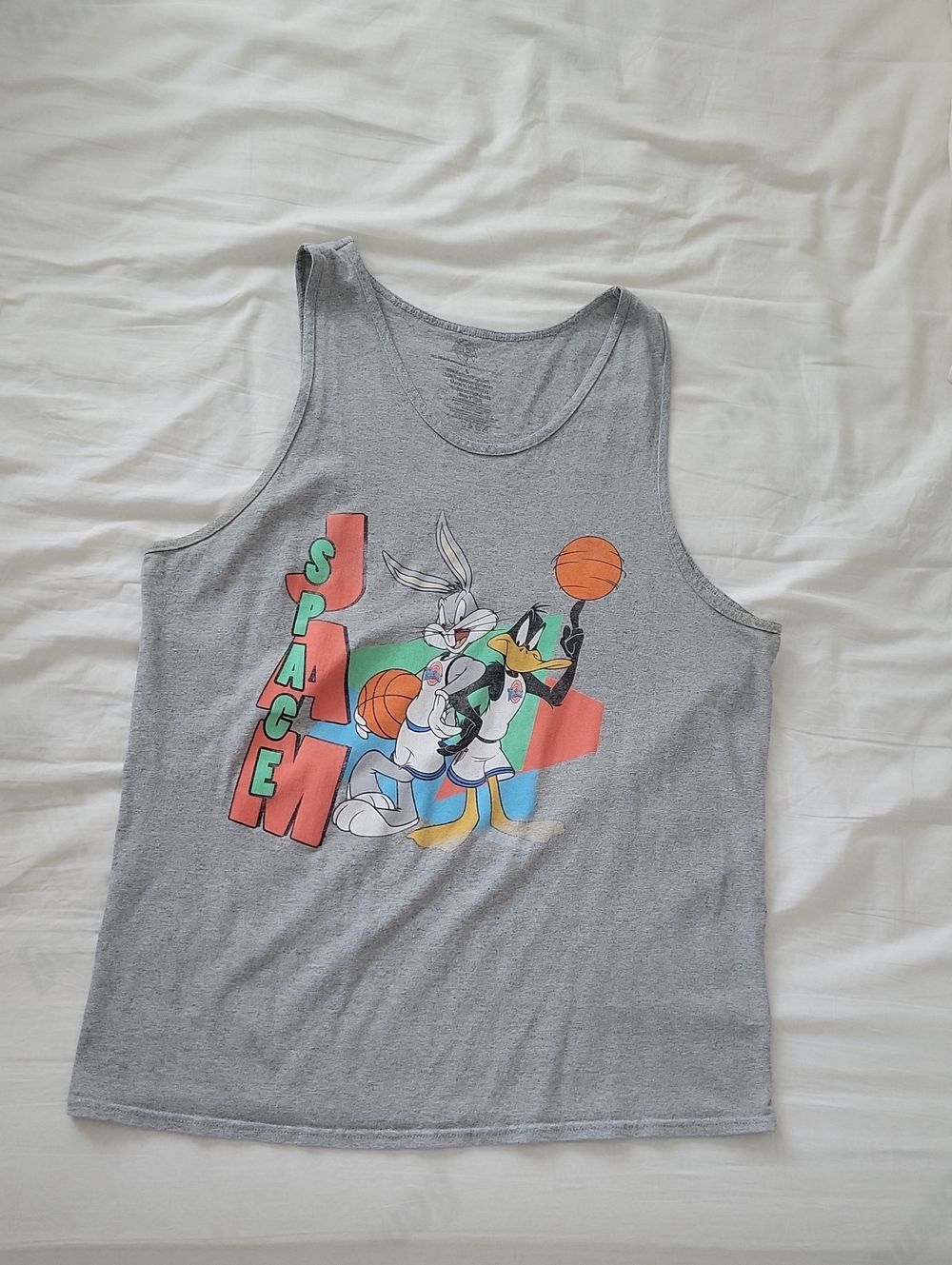 Vintage Grey Space Jam Bugs Bunny Graphic Tank Top